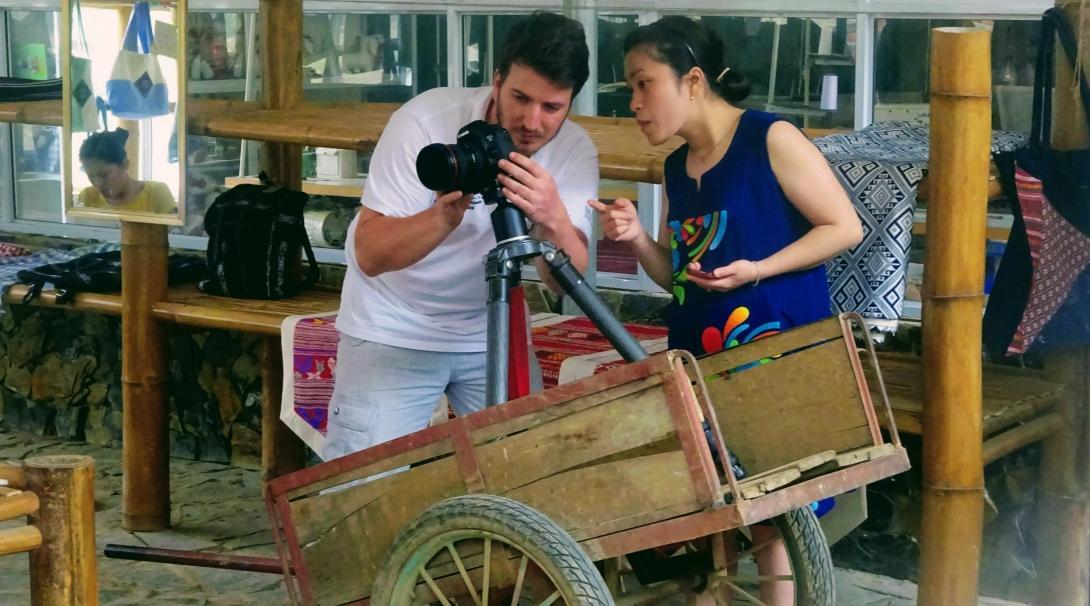 A Projects Abroad journalism intern creates a promotional video Journalism interns in Vietnam hard at work